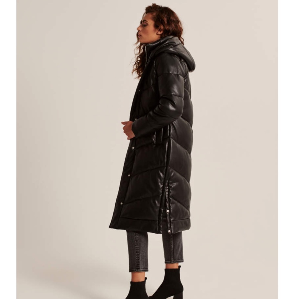 NWT Abercrombie Vegan Leather Ultra Long Puffer - Picture 4 of 12